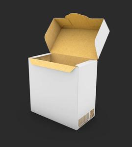 现实的白色包装纸板箱.为您的产品.3d 插图, 孤立黑色插画